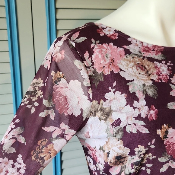 American Rag Floral Burgundy Dress - Picture 6 of 15
